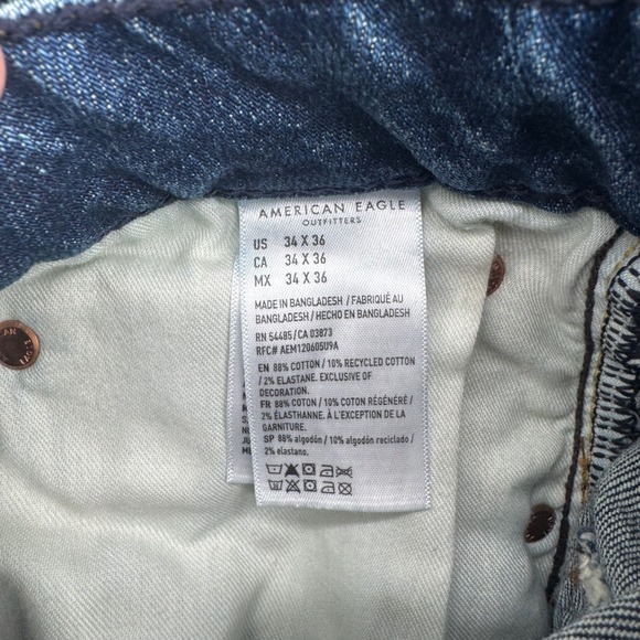 American Eagle Original Bootcut Flex Jeans Mens 34x35 Medium Wash Blue Denim - Picture 6 of 8